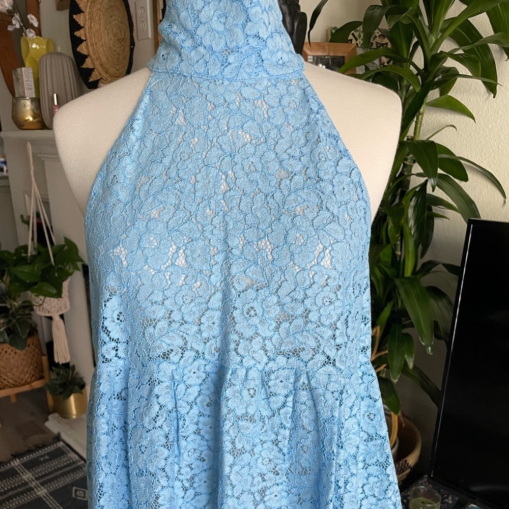 Zara tie-neck blue lace blouse NWT - Picture 3 of 10